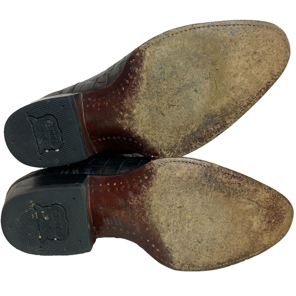 Mens Vintage Cowboy Boots Rudel Made In Mexico 9.5E Alligator Western Boot Black - Picture 10 of 10